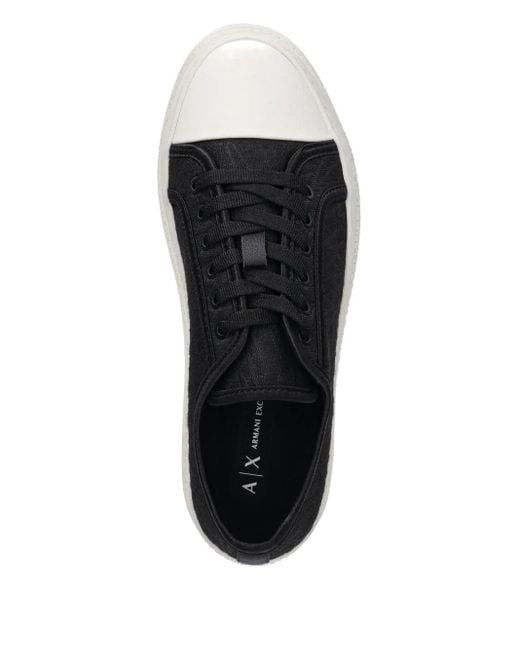 ARMANI EXCHANGE Black Logo-Pattern Platform Sneakers
