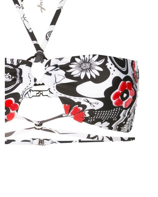 Amir Slama White Floral-Print Bikini Set