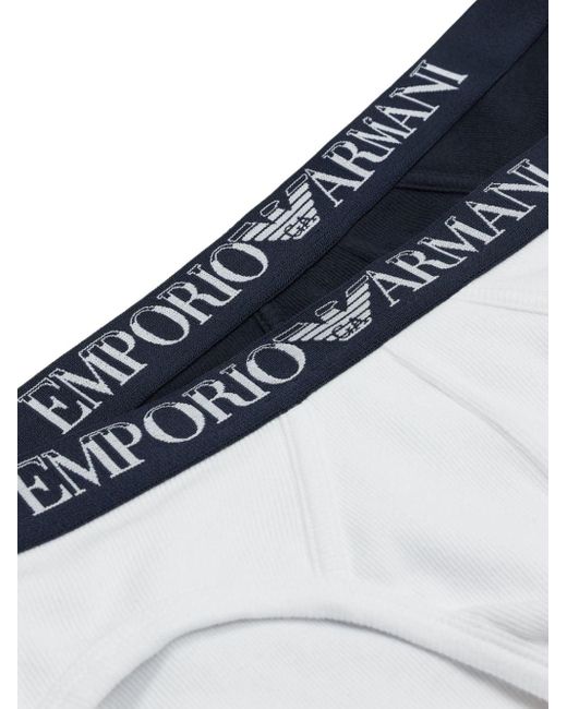 Lot de deux boxers à bande logo Emporio Armani pour homme en coloris White