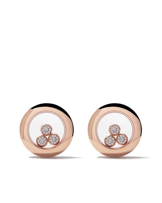 Chopard Multicolor 18kt Rose Gold Happy Diamonds Icons Ear Pins