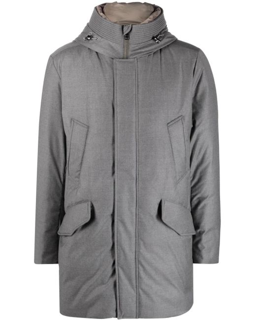 Woolrich Gray Hooded High-Neck Parka for men