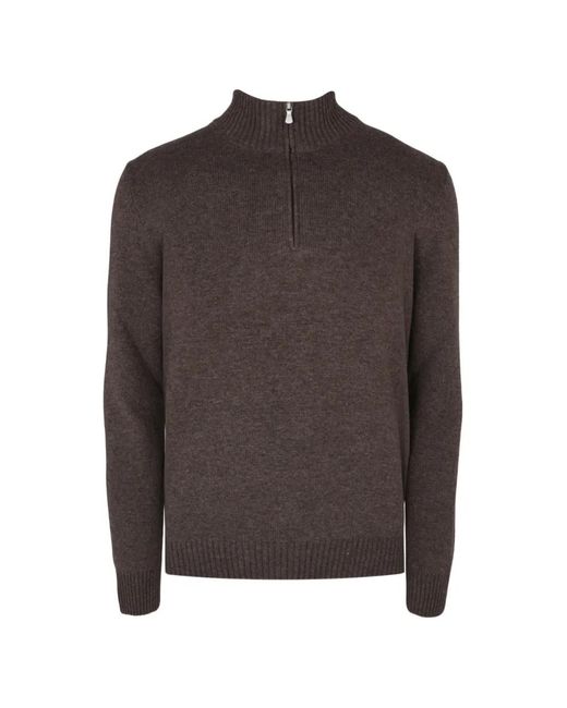 Gran Sasso Brown Quarter-Zip Sweater for men