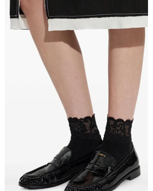 Furla Black Patent-Leather Loafers