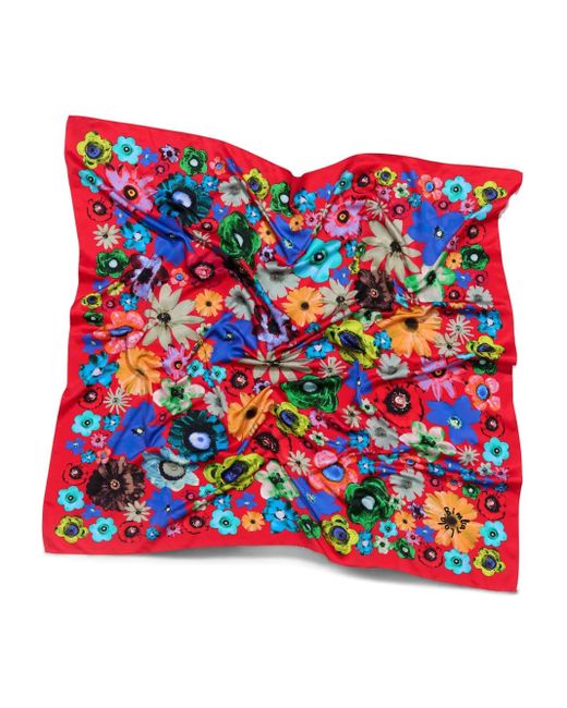 Bimba Y Lola Red Floral-Print Scarf