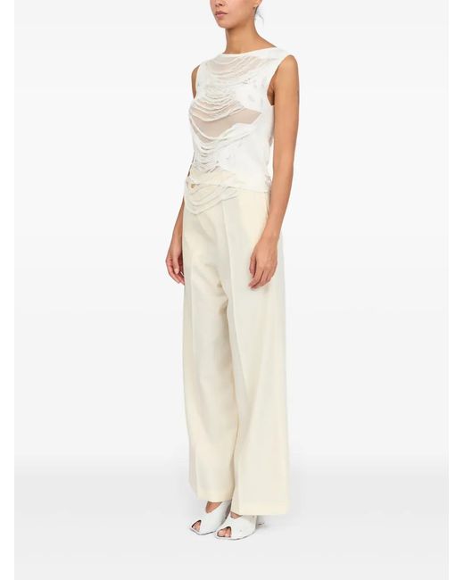 MM6 by Maison Margiela White Layered Distressed Fabric Sleeveless Top
