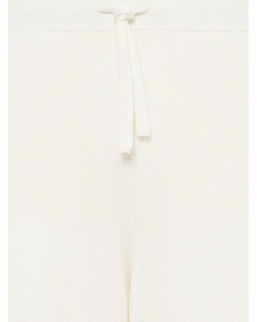 Laneus White Knitted Drawstring Shorts for men