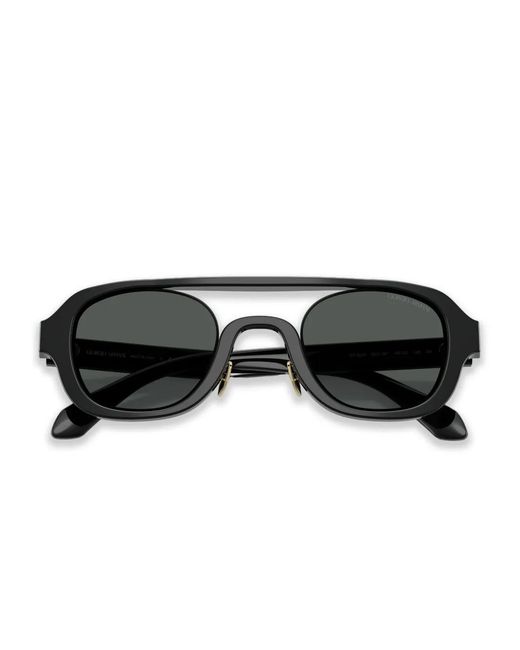 Giorgio Armani Black Round-Frame Sunglasses for men