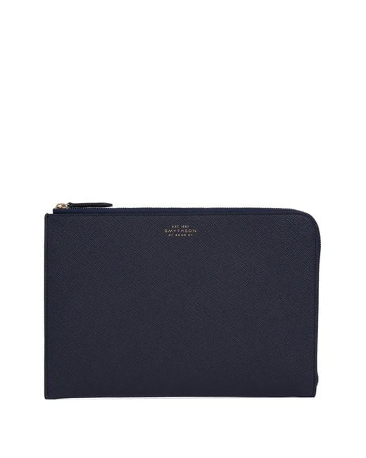 Smythson Blue Slim Pouch