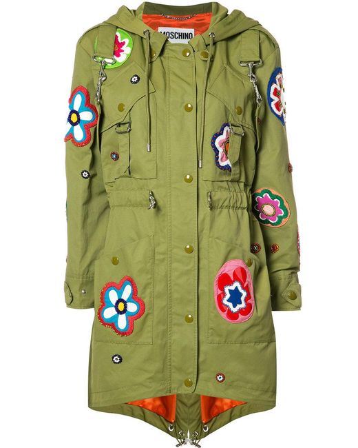 Moschino Green Flower Patch Fishtail Jacket