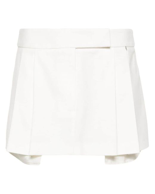 Nissa White Low-rise Pleated Miniskirt
