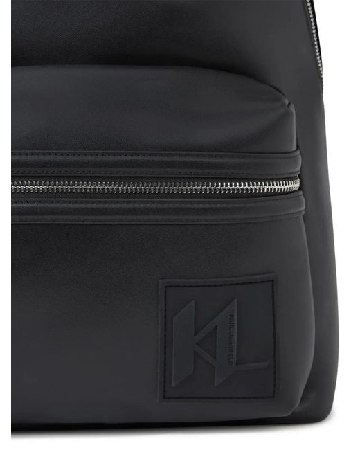 Karl Lagerfeld Black Logo-Patch Backpack for men