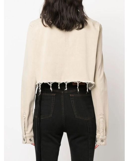Rick Owens Natural Raw-Cut Cropped Shirt Jacket