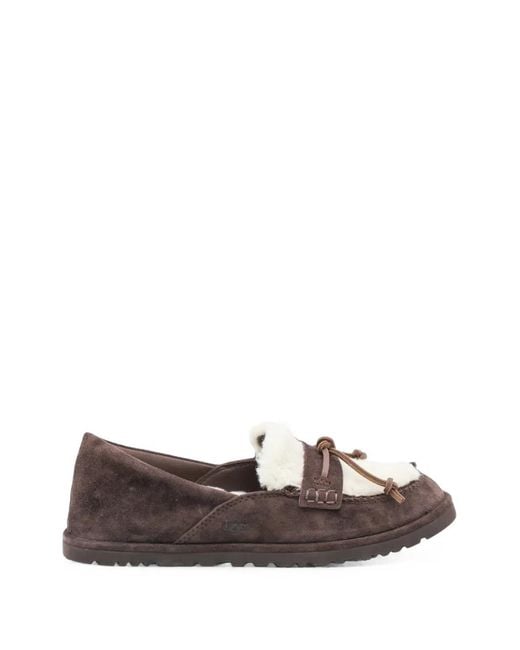 Ugg Brown Zora Shearling-Trim Loafers