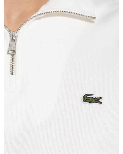 Lacoste White Half-Zip Embroidered Sweatshirt for men