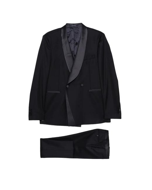 Tagliatore Black Double-Breasted Suit for men