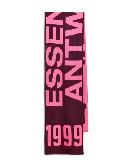 Essentiel Antwerp Red Intarsien-Schal mit Logo