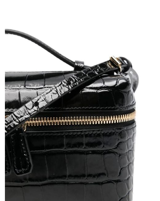 Victoria Beckham Black Dorian Vanity Embossed-Croc Tote Bag