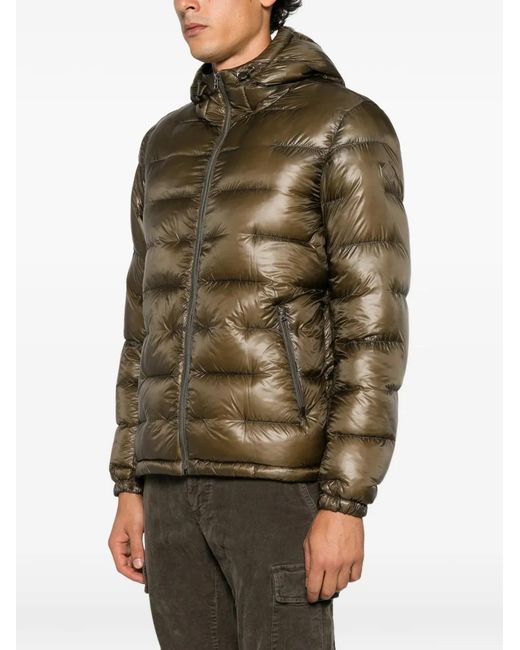 Herno Brown Quilted Hooded Jacket for men