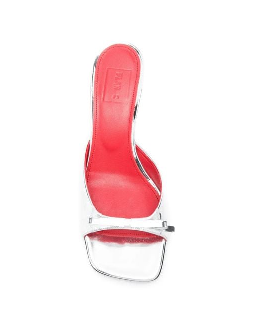 Plan C White Bow-Detail Leather Sandals