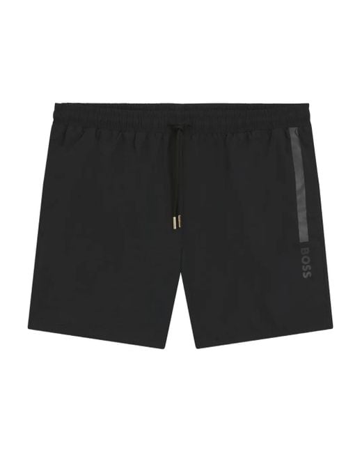 Boss Black Side-Stripe Swim Shorts for men
