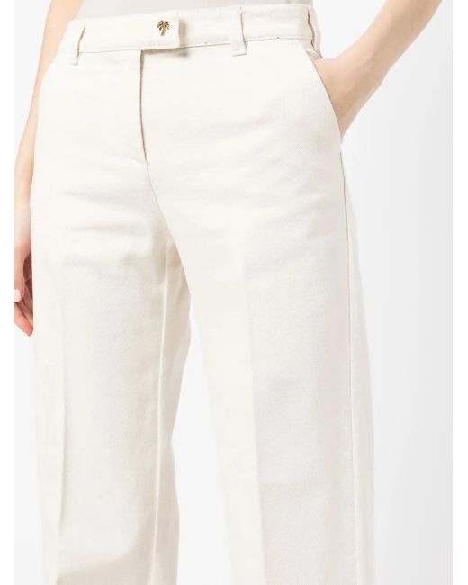 Palm Angels White Logo-Plaque Flared Jeans