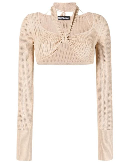 Top Corto Con Scollo All'Americana di ANDREADAMO in Natural