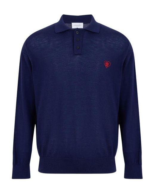 FAMILY FIRST Blue Logo-Embroidered Polo Shirt for men