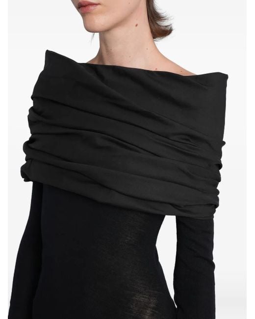 Entire studios Black Draped-Shoulder Maxi Dress