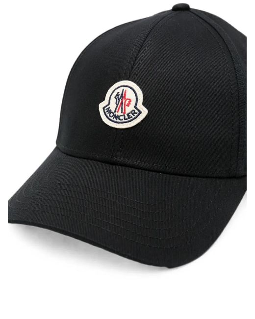 Moncler Black Logo-Patch Cap for men