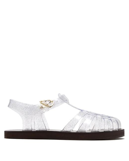 Ancient Greek Sandals White Glitter-Embellished Jelly Sandals