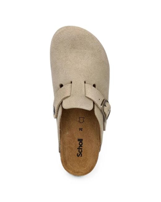 Scholl White Buckle-Fastening Suede Mules