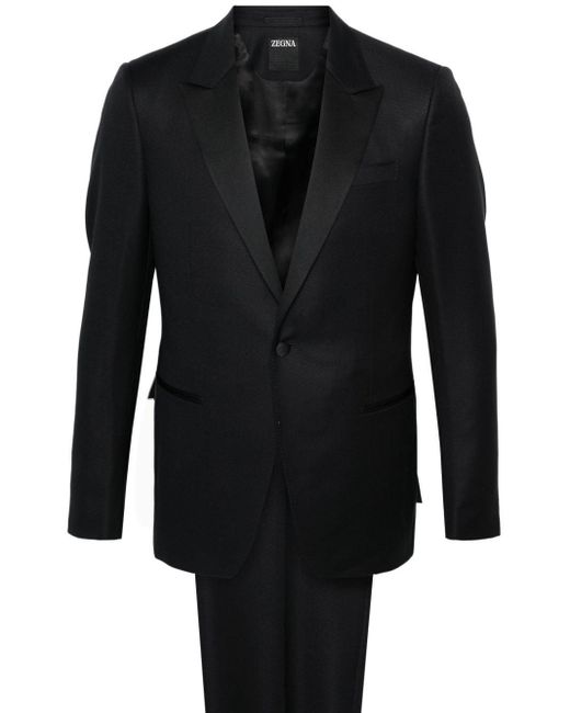 Zegna Single-breasted Wool Suit in het Black voor heren