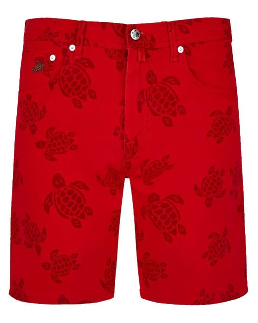 Vilebrequin Red Logo-print Cotton-blend Shorts for men