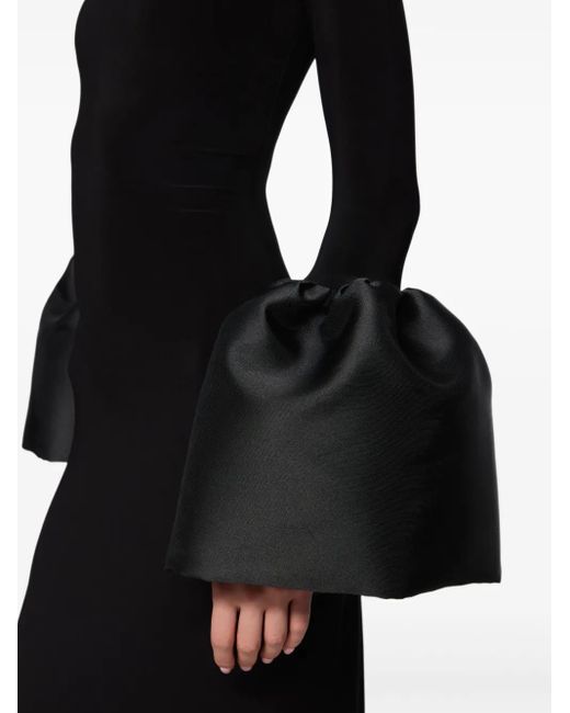Atu Body Couture Black Mock-Neck Bell-Sleeve Midi Dress