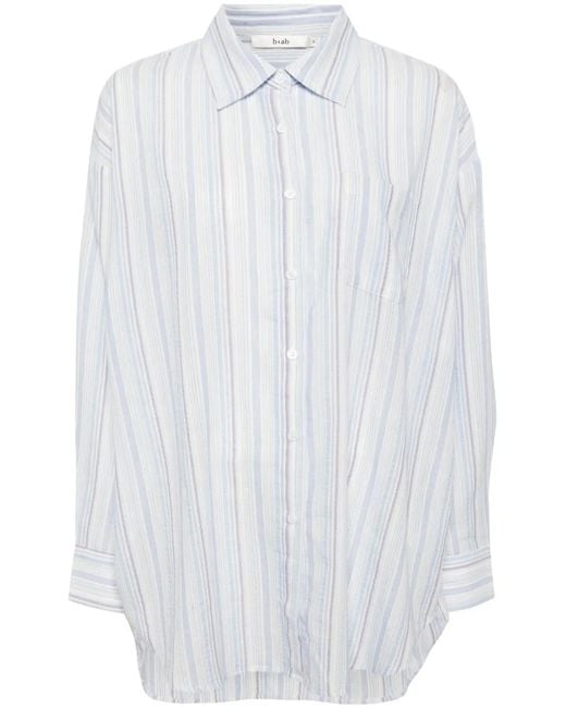 B+ AB White Striped Button-Up Shirt