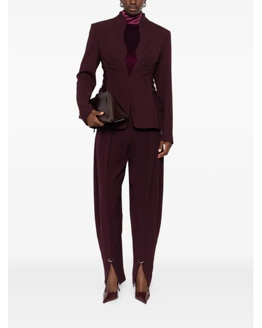 Mugler Red Pleated Split-Hem Trousers