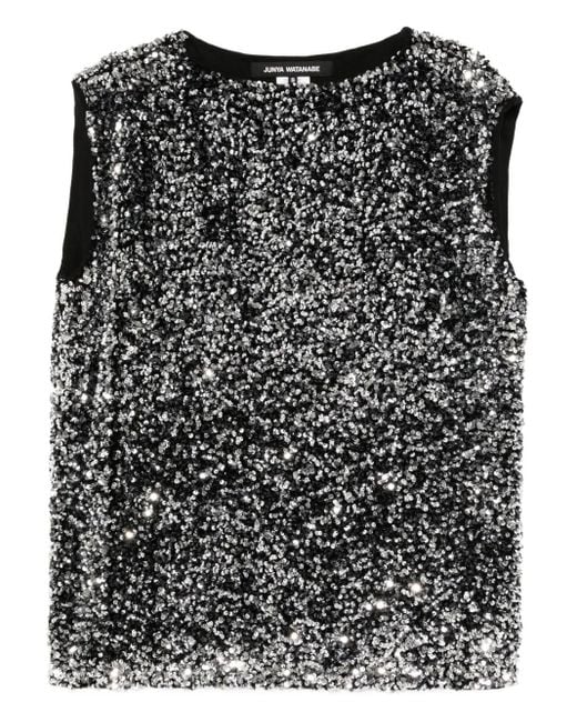 X Comme Des Garçons Canotta Con Paillettes di Junya Watanabe in Black
