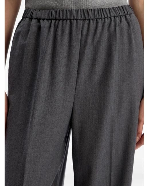 12 STOREEZ Wollen Straight Broek Met Elastische Taille in het Gray