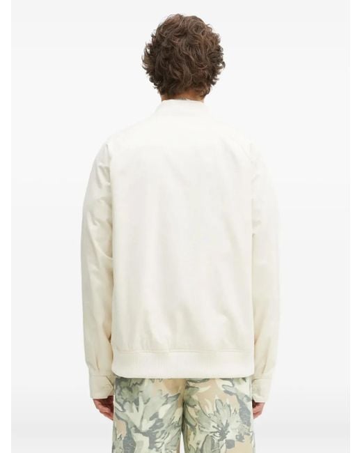 Fred Perry White Logo-Embroidered Shirt Jacket for men