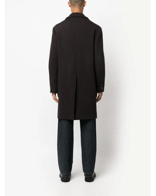Barena Black Notched-Collar Single-Breasted Coat for men