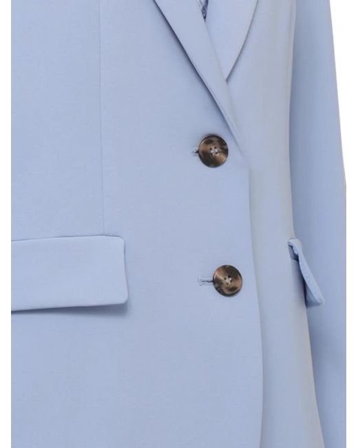 Emme Blue Single-Breasted Notched-Lapels Blazer