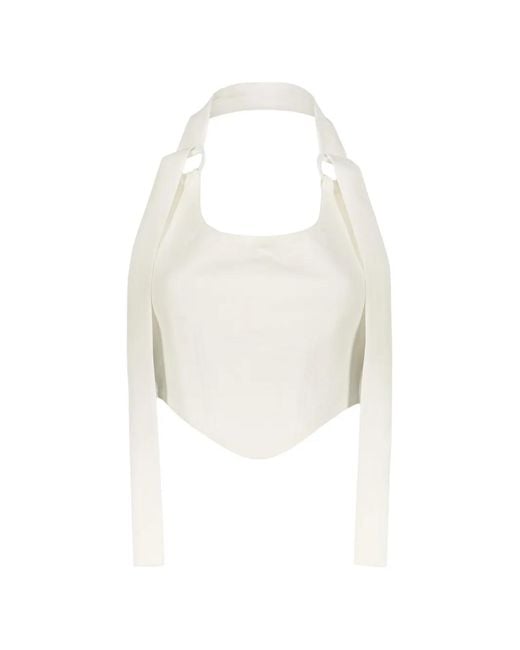 Ellery White Corset-Style Halterneck Top