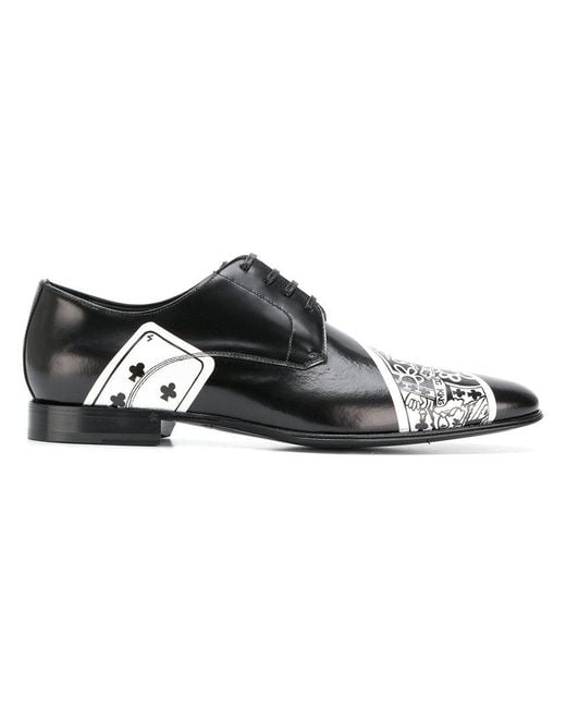 Dolce & Gabbana Black Poker Cards Printed Shoes for men