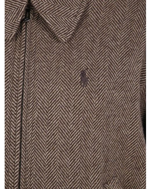Polo Ralph Lauren Brown Herringbone-Pattern Wool Jacket