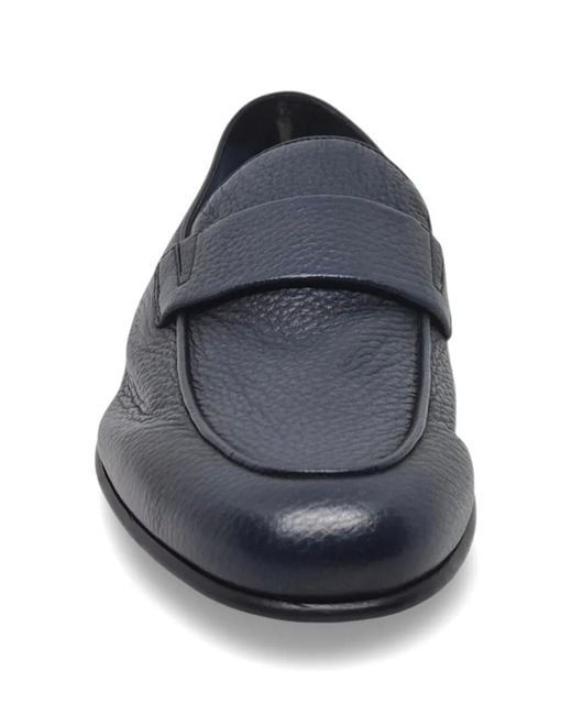 Neil Barrett Blue Mocassins En Cuir Grainé for men