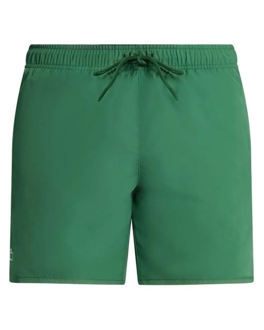 Lacoste Green Embroidered-Logo Swim Shorts for men