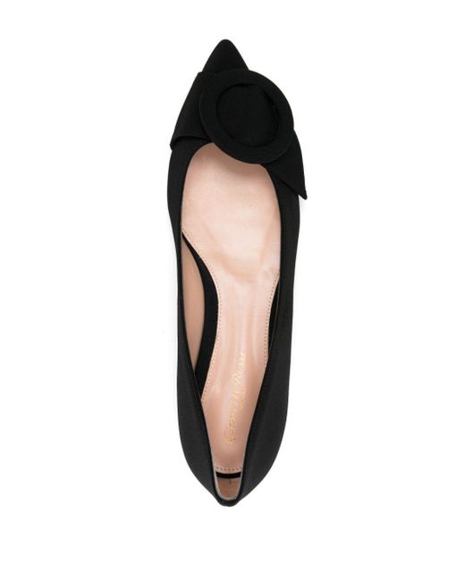 Gianvito Rossi Black Venezia Buckle-detail Ballerina Shoes