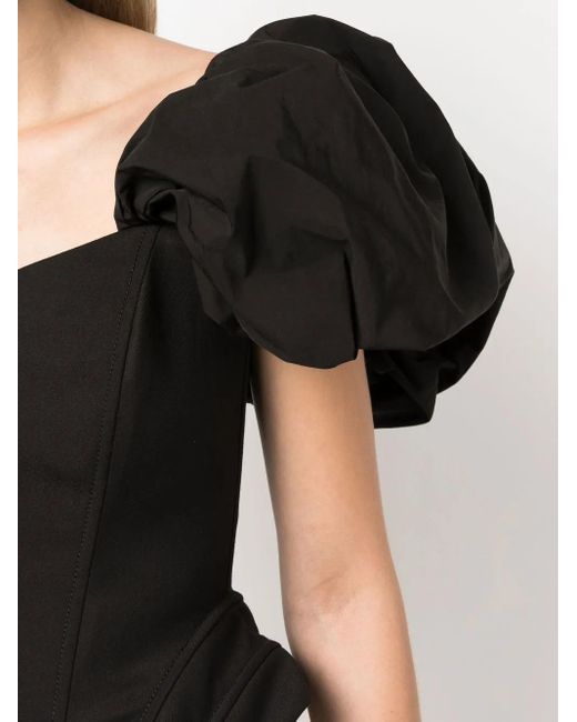 V:PM ATELIER Black Galaxy Puff-Sleeve Top