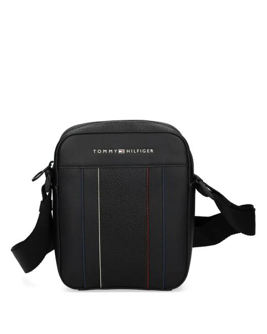 Tommy Hilfiger Black Rwb-Stripe Messenger Bag for men