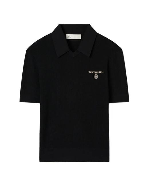Tory Burch Black Simone Wool Polo
